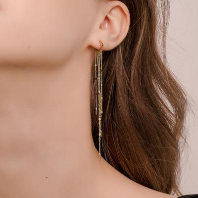 New Trendy Design Long Tassel Earrings Feminine Style Fashionable Ins Minimalist Earrings