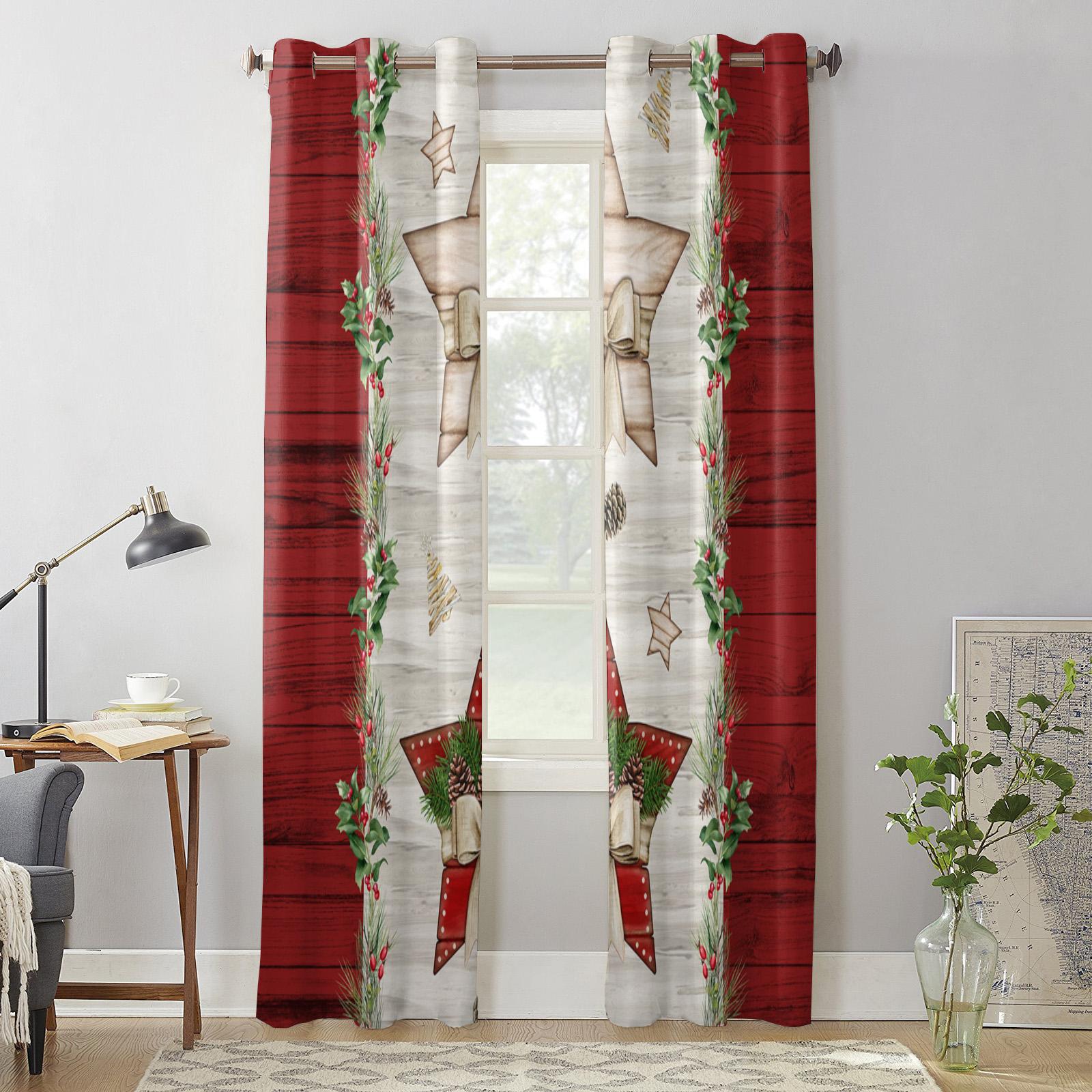 Рождественские красные деревянные зерна пятиконечная звезда оконные шторы для гостиной — фото 5