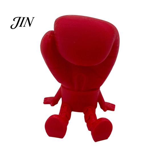 3D Printed Desk Toy Boxing Glove Figurine, Posable Jointed Action Figure Desktop Ornament, Matte Model Red Trendy Collectible Model, Creative