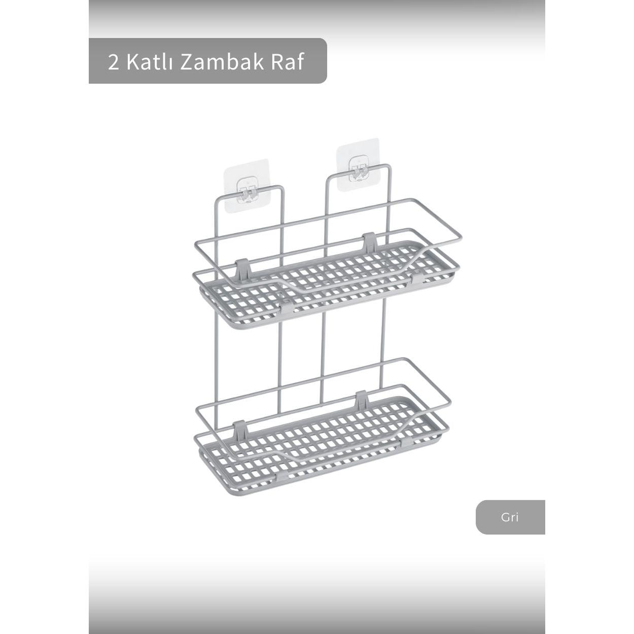 

Mutfak Rafı Paslanmaz Banyo Rafı Baharatlık 2 Katlı Köşelik Şampuanlık Krom