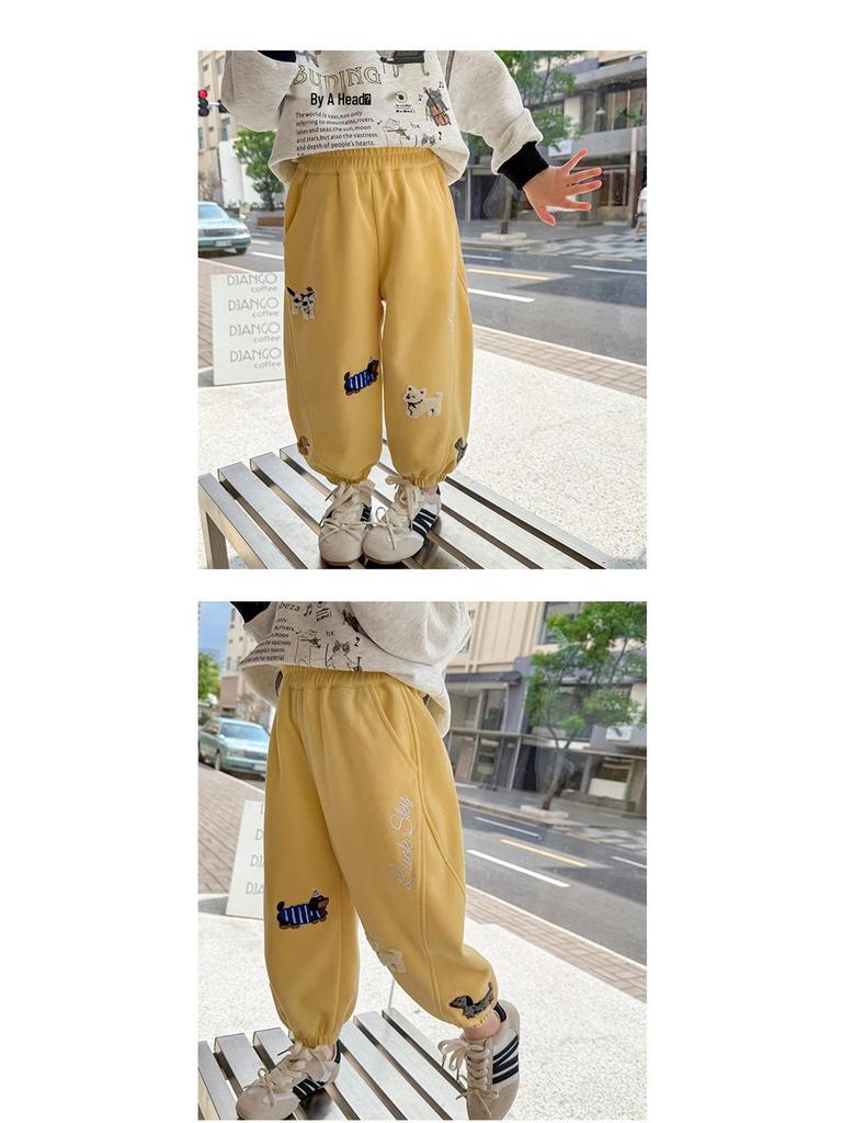 Girls' Fashionable Embroidered Sweatpants for Spring & Autumn 2025