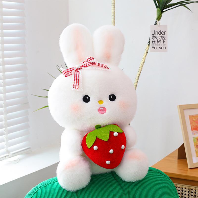 Strawberry Stuffed Rabbit Animal Plush Toy Backpack Cartoon Badroom Decoration