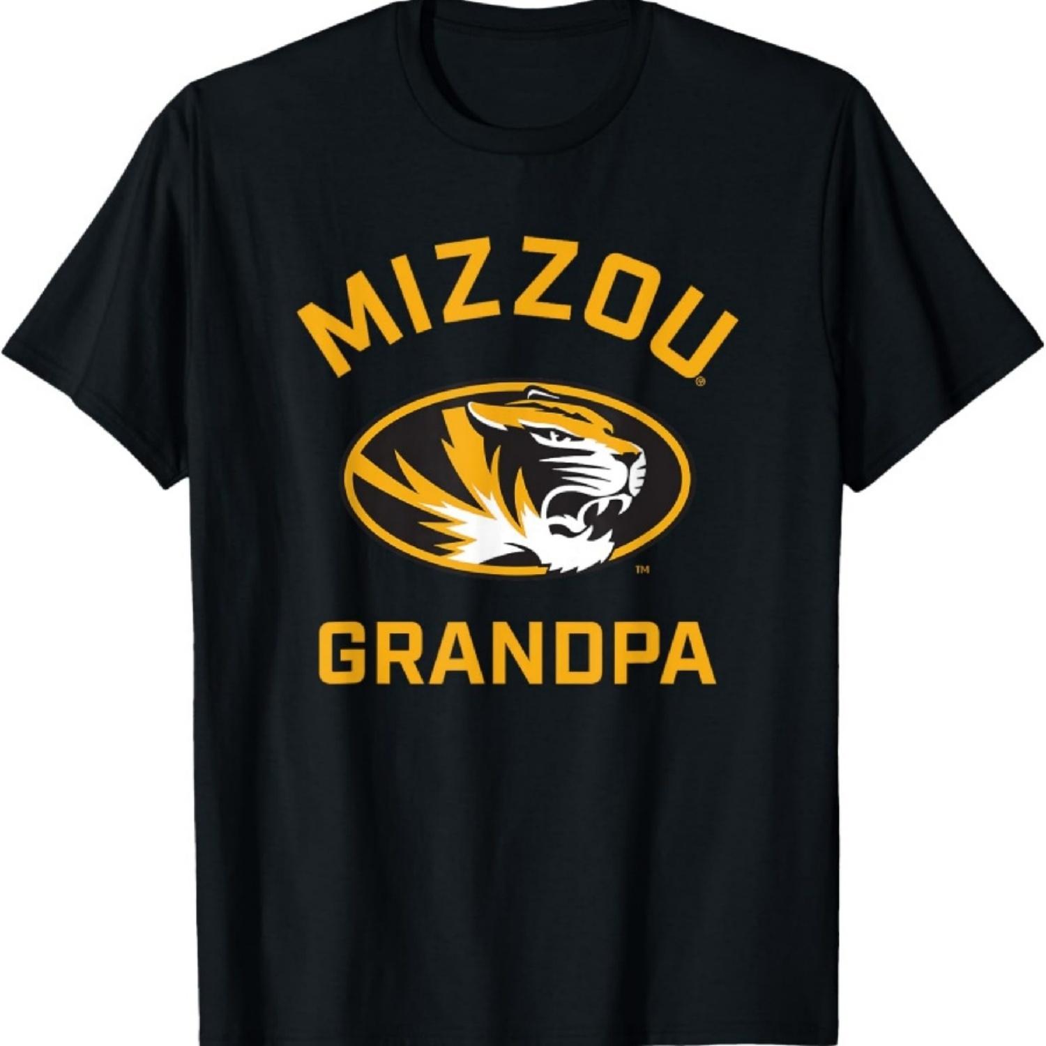 

Mizzou Tigers Arched Grandpa T-Shirt - Black, Unisex-Adults, Short Sleeve, University Logo T-Shirt, Small XXXXXL чорний