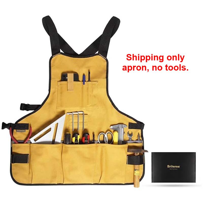 

Woodworking Apron Multiple Pockets Canvas Apron Multi-functional Gardening Electrician Working Tool Practical Household Aprons жёлтый