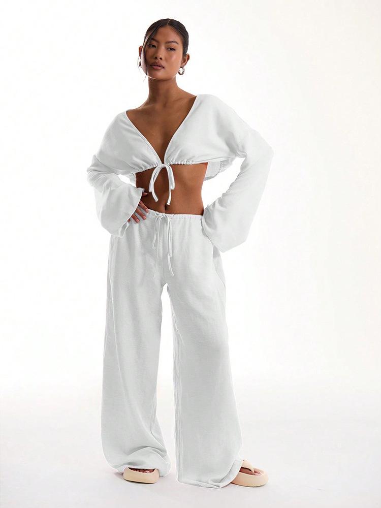 **2025 Summer Women's Solid Color Casual Loose Pants – European and American Style**