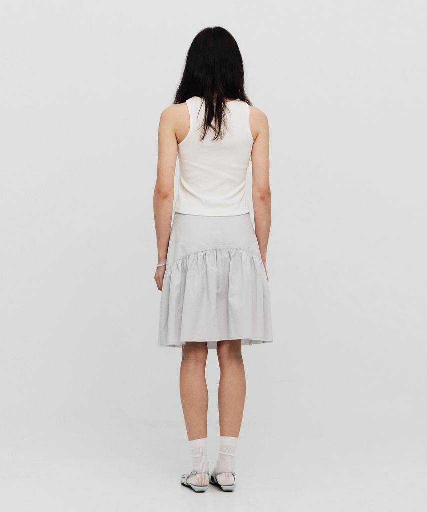 Sillot Low Cut Eyelet Shirred Midi Skirt (Light Gray)