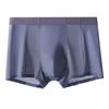 Men Boxer Underwear Mid-rise Elastic Waistband Breathable Mesh Shorts Briefs Solid Color Summer Ice Silk Cooling Panties