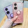 KADEM For Oppo A58 4G Phone Cover Case Glitter Ring Kickstand TPU Phone Shell