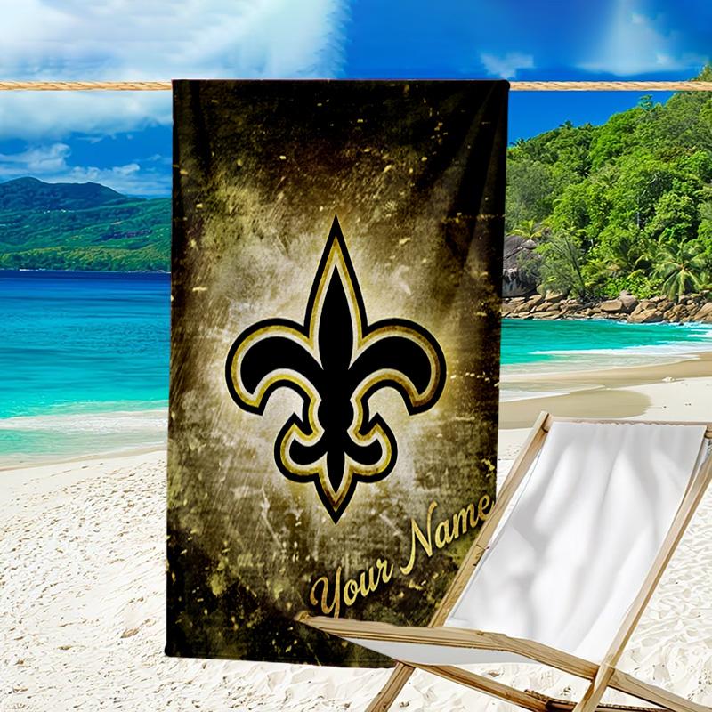 Custom Name Beach Towel Orleans Saints Logo Beach Towel, Soft Microfiber, Gift for Her/Him, Birthday, for Pool, Beach, Travel, Fan gifts
