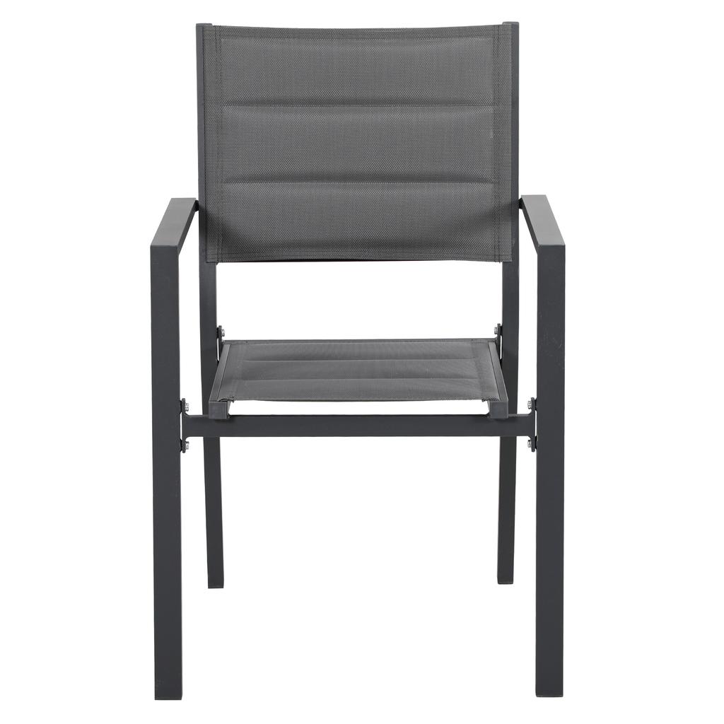 Garden Furniture Set in Aluminium and Textilene Extendable Table 8/12 People 12 Stackable Chairs Grey