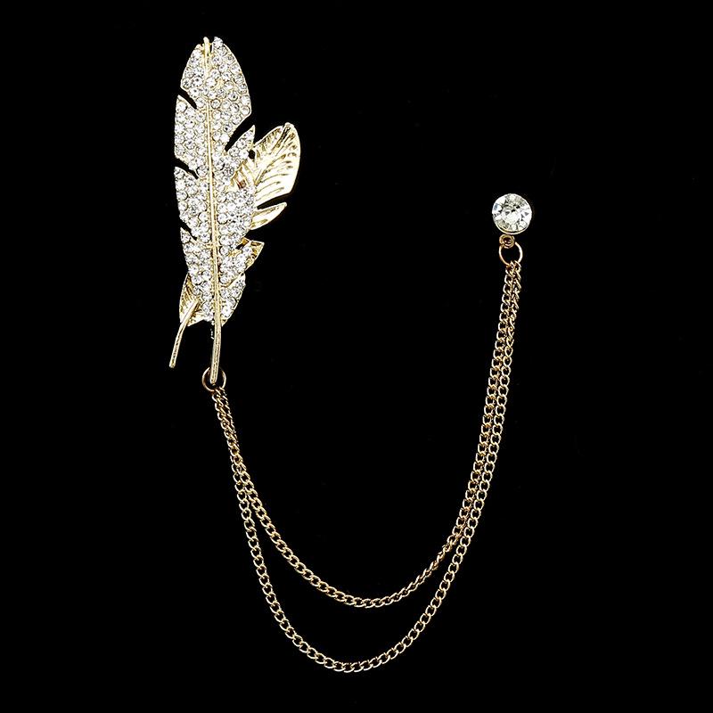 Men's Korean Style Eagle Guitar Brooch with Rhinestone Chain Badge