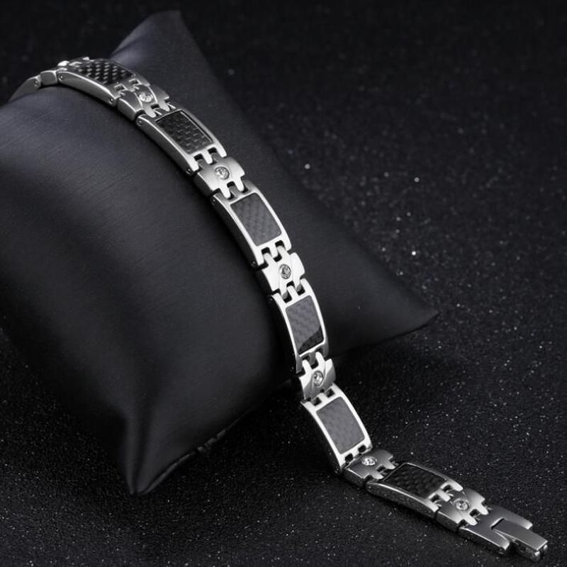 10MM Wide Chain Men's Bracelets Stainless Steel with Magnetic Hematite Stone Bracelet for Men Male Jewelry Healthy Care Bangles