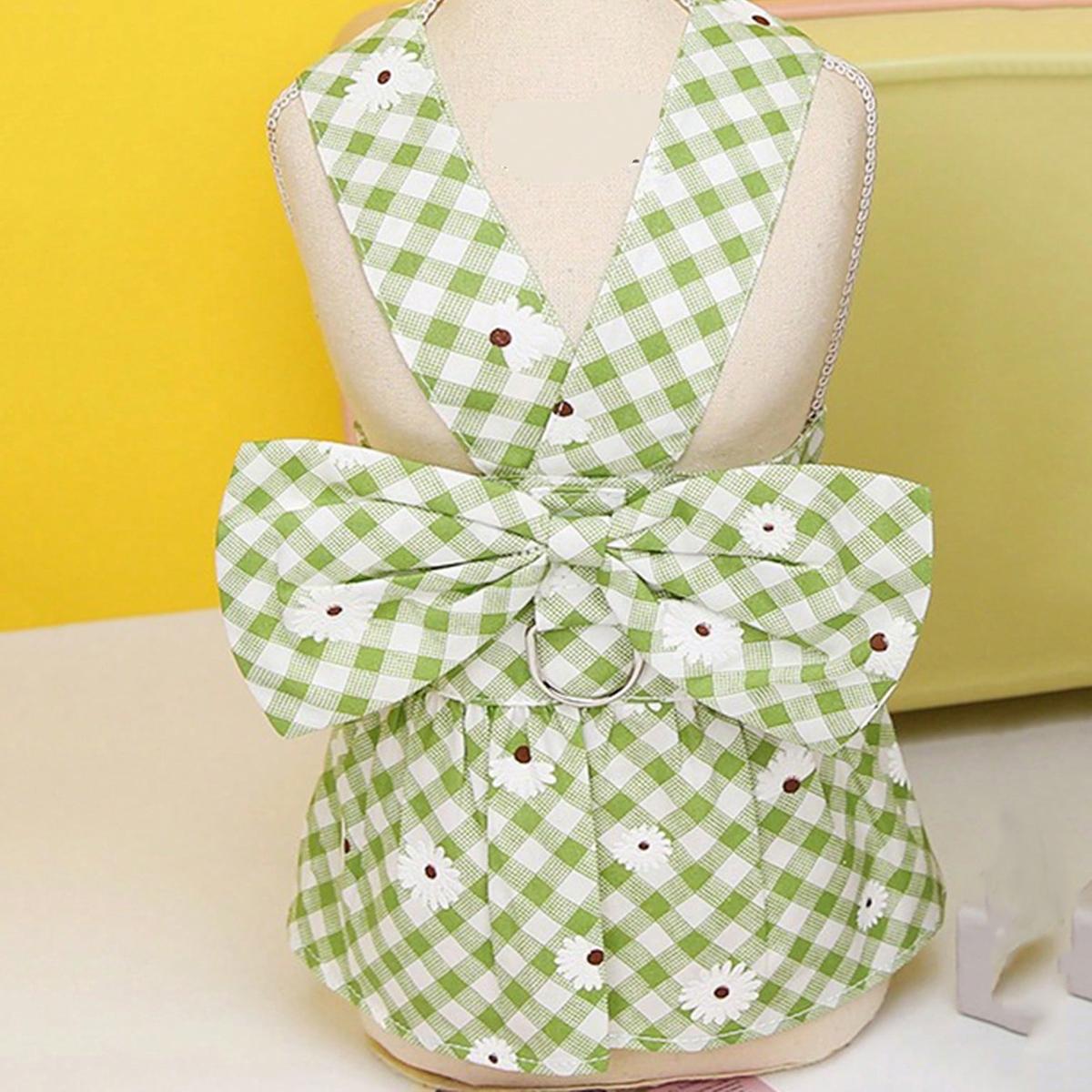 

1pc- Adjustable Pet Harness Clothing, Breathable Daisy Print Vest Style, Suitable for Dogs And Cats, Outdoor Safety Belt Buckle L зелёный