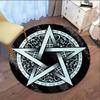1pc Witchcraft Pentagon Skull Print Non-slip Round Rug - Polyester Crystal Velvet Chair Cushion for Living Room, Bedroom