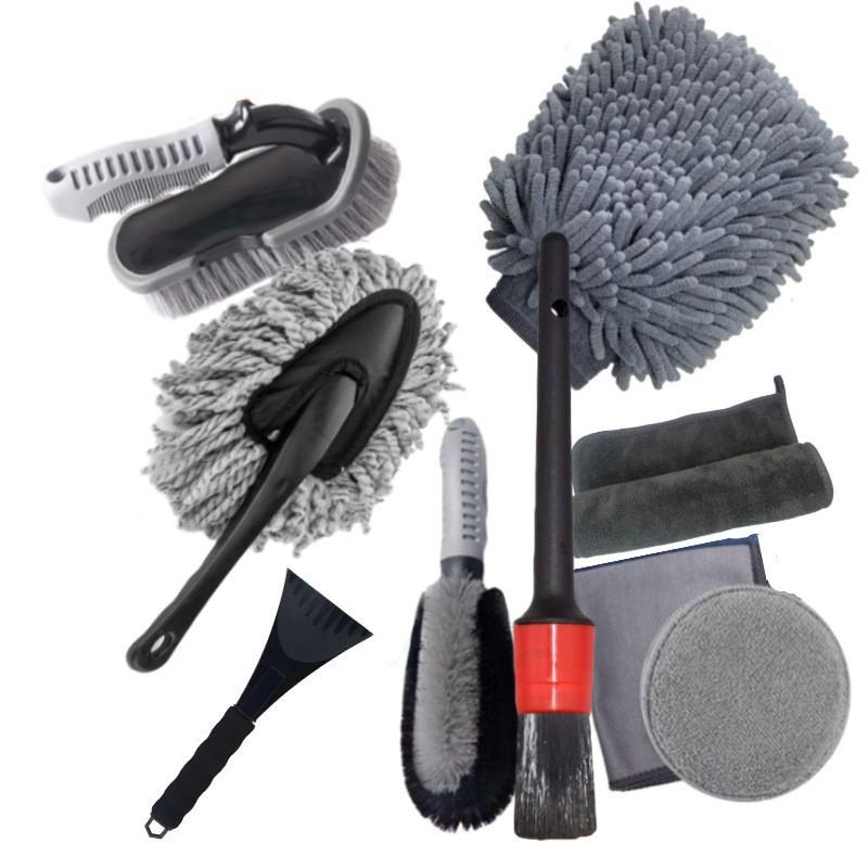 9-Piece Car Cleaning Set: Wheel Brush, Tire Brush & Wash Mitt for High-Performance Cleaning
