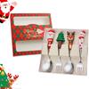 4Pcs Silver Christmas Fork And Spoon Set Stainless Steel Creative Tableware Coffee Tea Dessert Forks And Spoons Gift Set