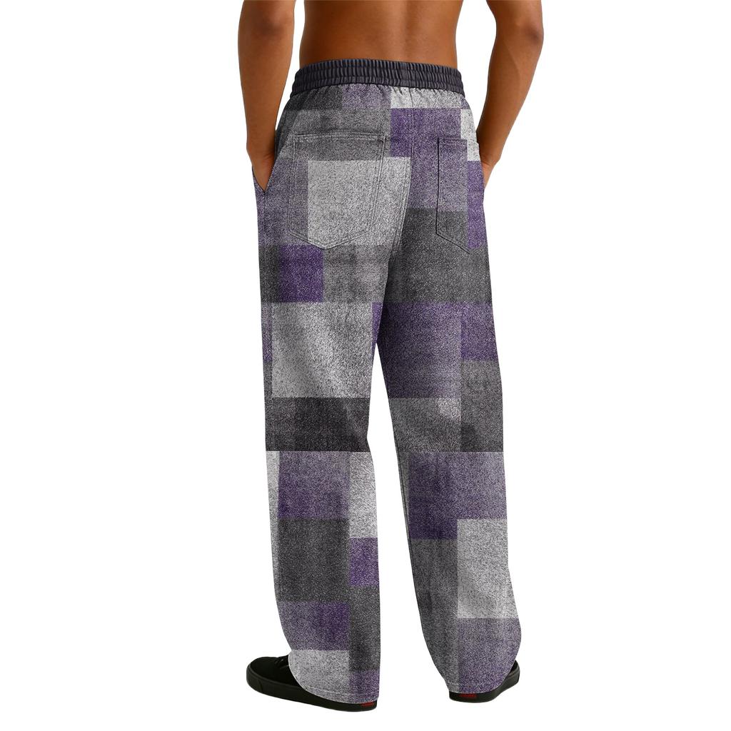 Men's Casual Stretch Waist Drawstring Straight-Leg Pants