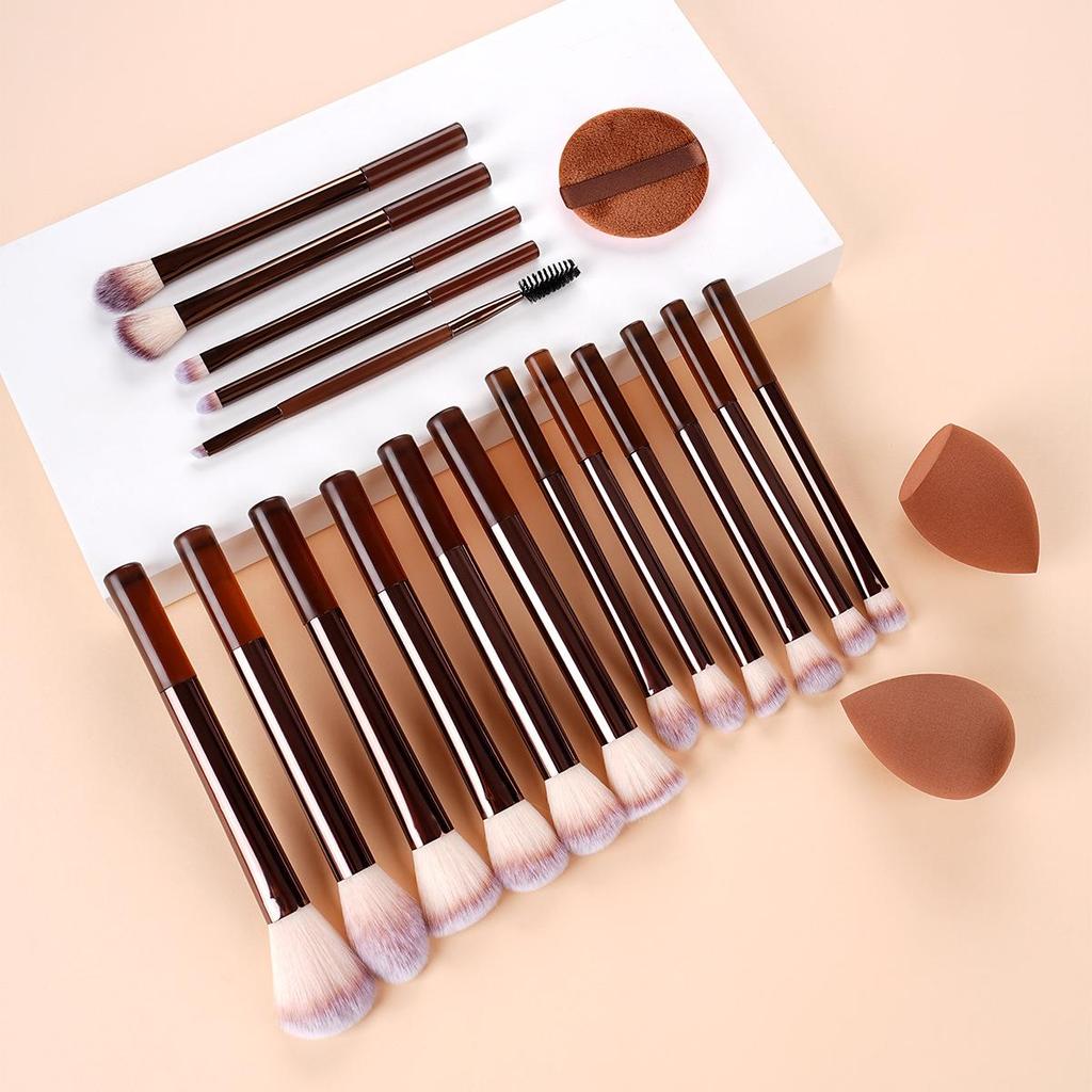 Dual-Ended Long Handle Eye Brush: Spiral Mascara, Angled Eyebrow Brush, Small Comb, Powder, and Eyeliner Functions