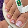 Simple and Pure White French Broken Diamond Foot Model, Wearing Nail Nail Powder, Transparent and Fresh, Essential Toenail Pieces In Summer
