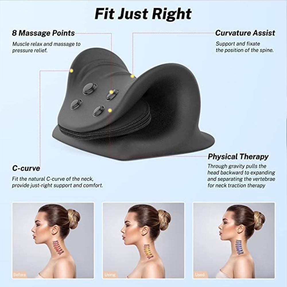 Neck Massage Pillow Relaxer, Cervical Traction Device for Tmj Pain Relief and Cervical Spine Alignment Adjustable Neck Stretcher