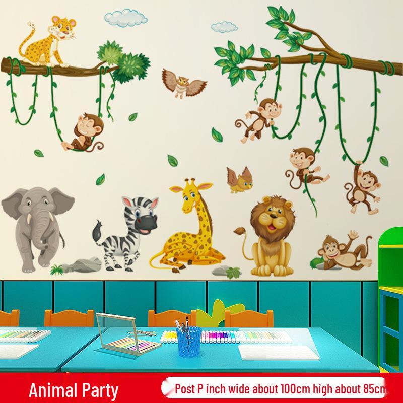 Removable Cartoon Animal Wall Stickers for Kids' Rooms – Perfect for Bedrooms, Living Rooms, Party Decorations, Doors, and Windows.