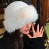 New Fluffy Fur Bucket Hat Warm Women'S Winter Hat Plush Fisherman Hat Thicken Cold Snowy Day Panama Cap Outdoor Snow Activity