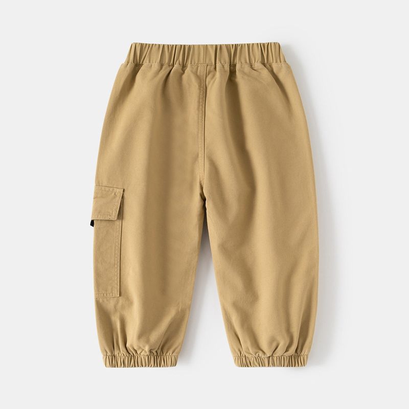 Boys' Solid Color Mid-Waist Pants Spring and Autumn Children's Casual Pants Baby Patchwork Cotton Long Pants Jogger Pants