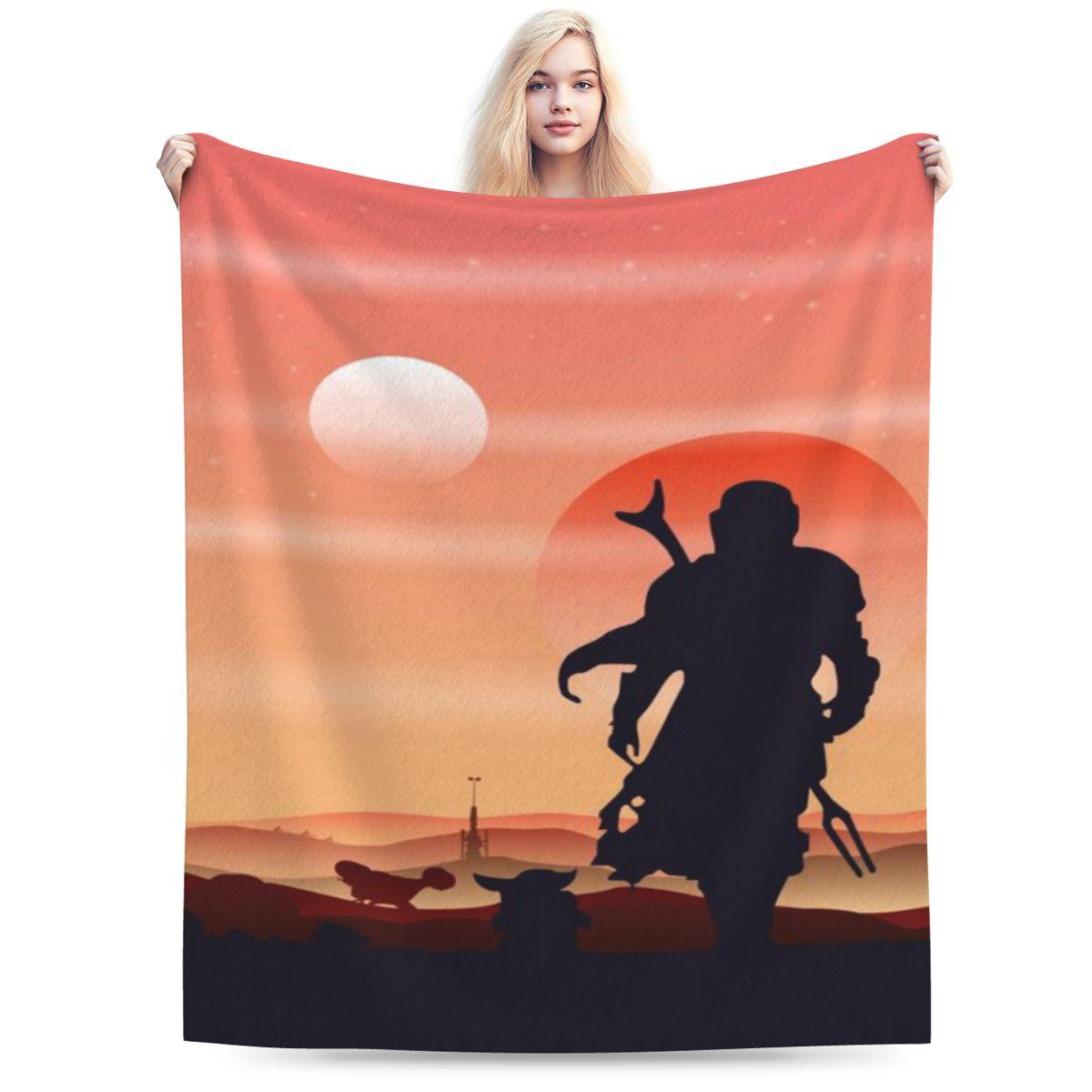 Mando Tatooine Scenery Art Print Custom Soft Gift An UltraSoft Micro Fleece Blanket 75x100cm 30x40in