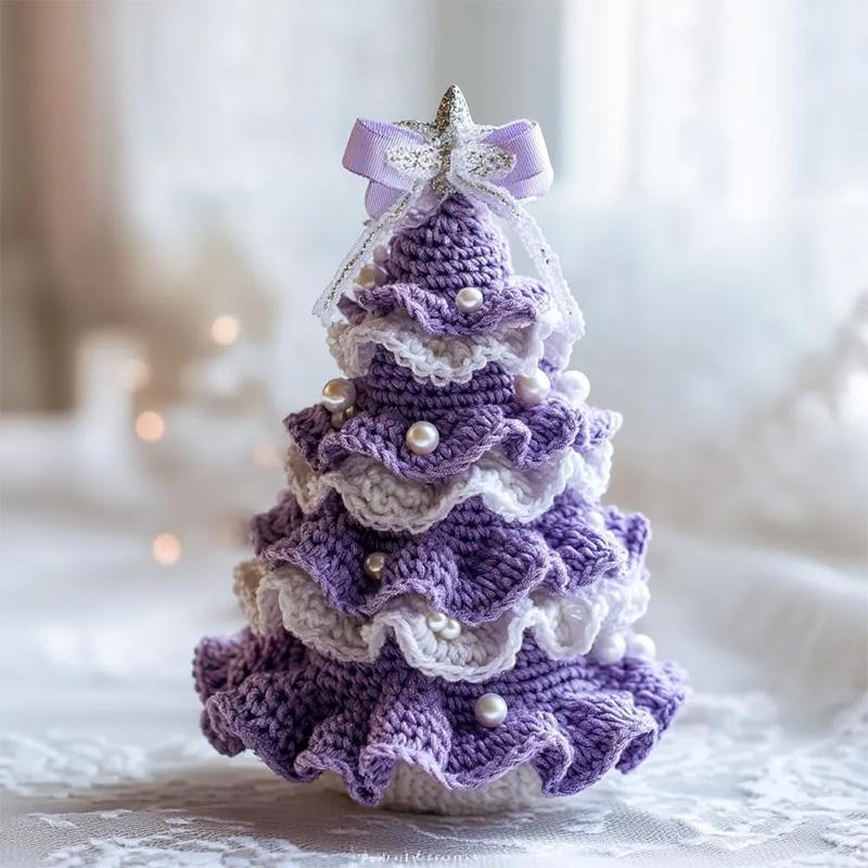 DIY Crochet Christmas Tree Kit Handmade Holiday Decoration Set Crochet Christmas Tree Craft Kit for Beginners with Detail Patter