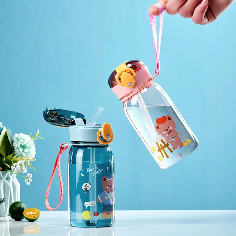 Children's Water Cup Cute Cartoon Animal Water Cup with Straw Leak-proof Water Bottle Outdoor Portable Water Bottle Water Bottle