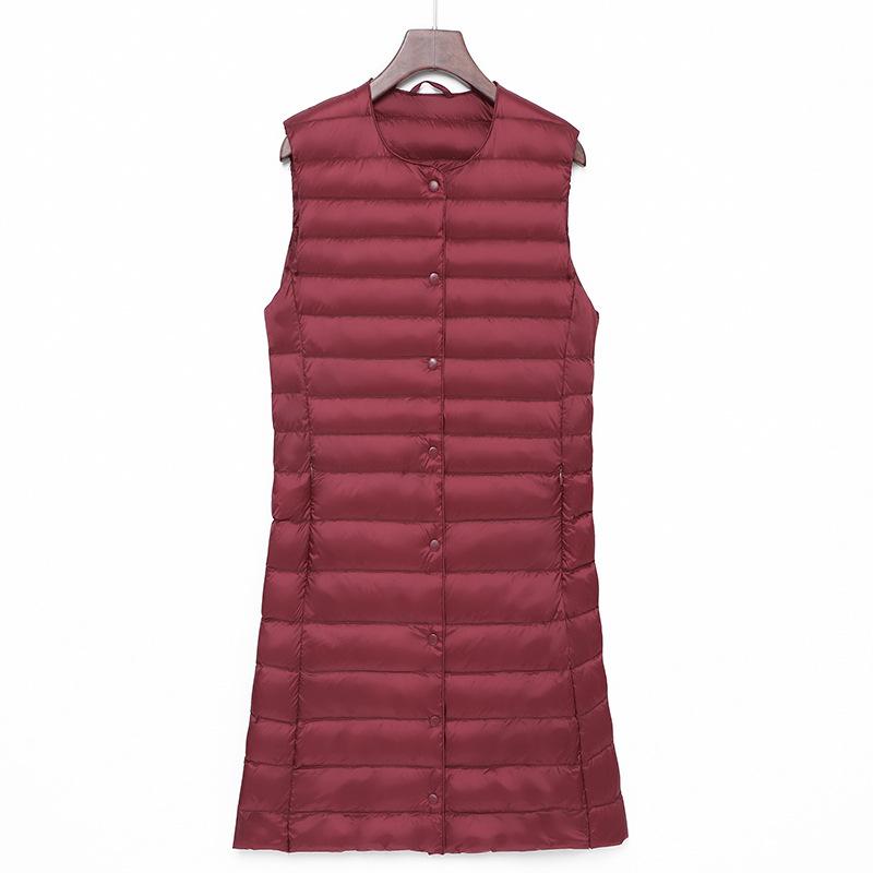 Medium and old light down jacket round neck liner women's winter vest medium and long inner with large size vest jacket
