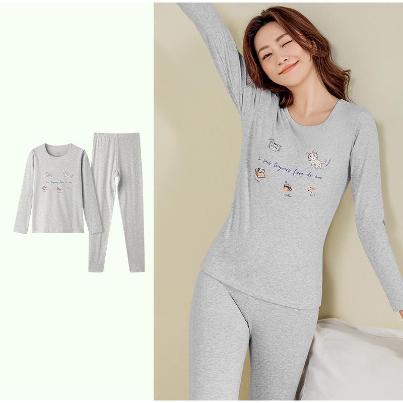 Осенне-зимний хлопковый цветочный женский термобелье с принтом — фото 10