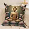 Buddha Statue And Lotus Cushion Cover Silky Short Plush Sofa Pillow Cover Hidden Zipper Soft Dustproof Case For Home Decor