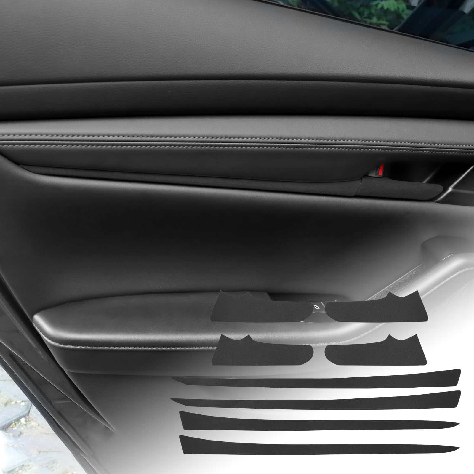 

FDAIUN Декоративные наклейки на дверные ручки автомобиля для Mazda 3 BP Series Замшевые Мягкие Индивидуальные Салонные Внутренние Накладки Набор Лента Алькантара (2019-2025 гг.), Материал, Прикосновение, чёрный