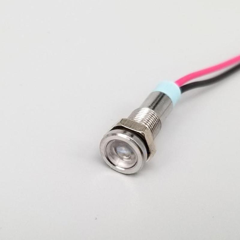 1Pcs 6Mm Flat Head Led Metal Indicator Light Waterproof Signal Light 12V 24V 220V With Red Yellow Blue Green And White Lines