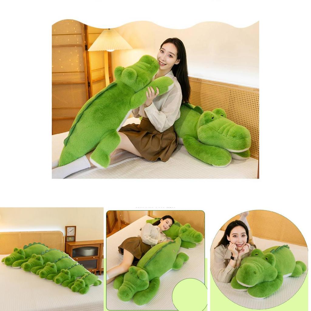 Adorable Green Crocodile Plush Pillow Soft Animal Toy For Kids Creative Gift Idea