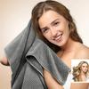 Toalha de cabelo em microfibra extra grande ultra absorvente com fecho de elástico, toalha de cabelo de secagem rápida tipo turbante