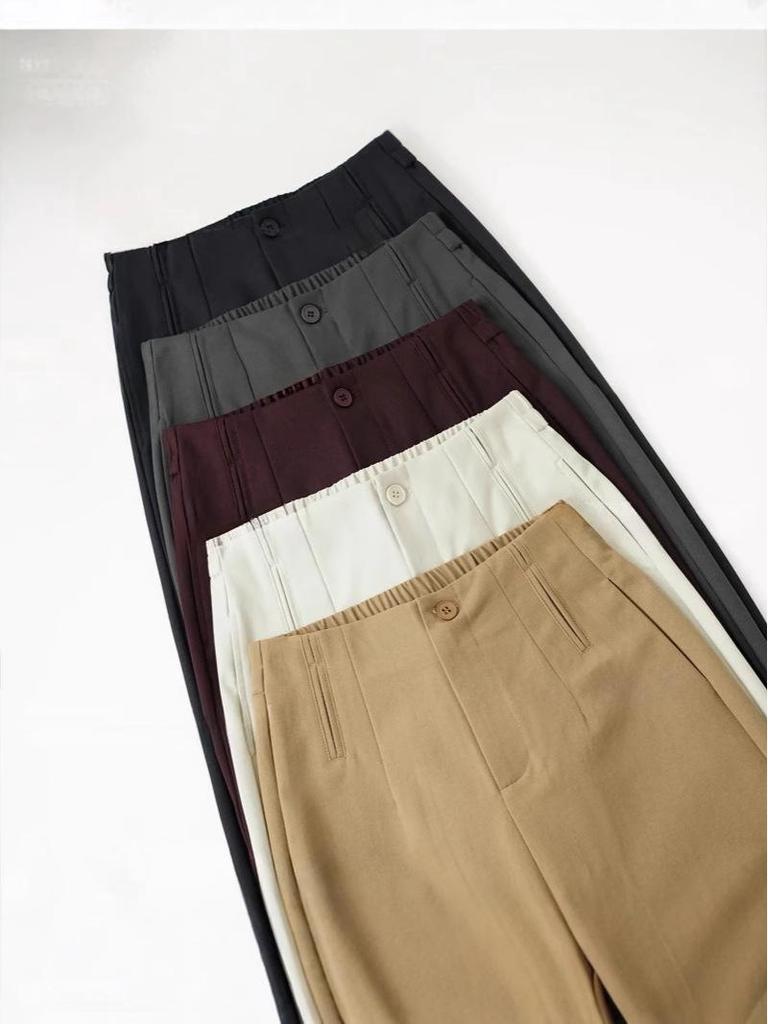 High-End Autumn Designer Wrinkle-Resistant High-Waisted Slimming Narrow Straight-Leg Pants