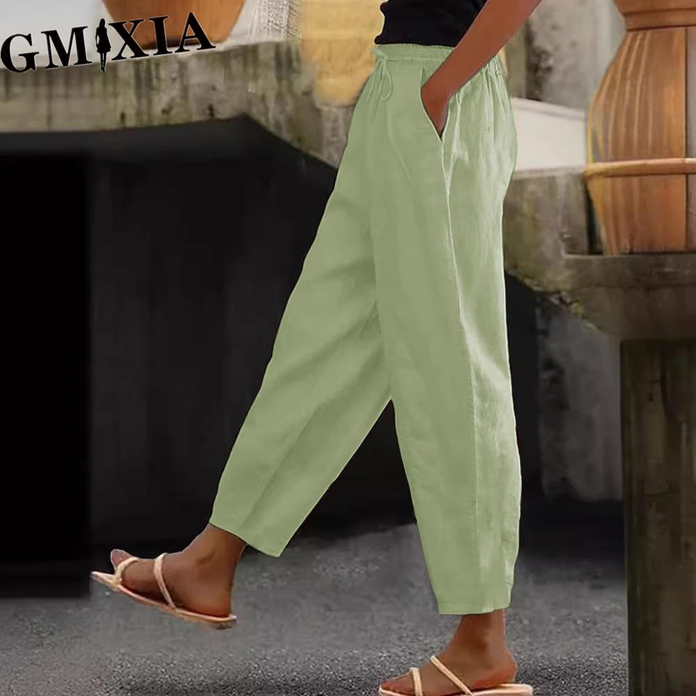 GMXIA Women's Fashion Casual Solid Color Print Pants & Capris Trousers