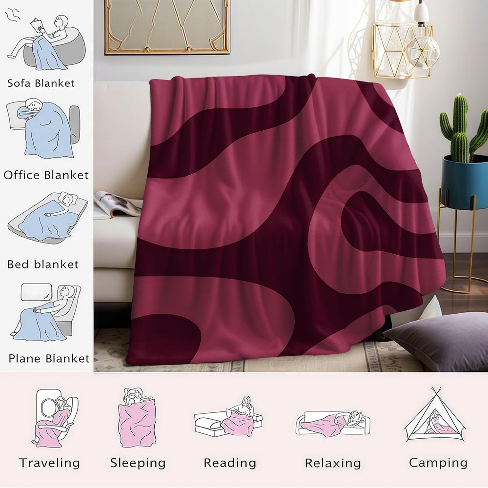 Burgundy Flow Flannel Blanket Warm Soft Halloween Christmas Couch Warm Cozy Decorative Decor Gift for All Season