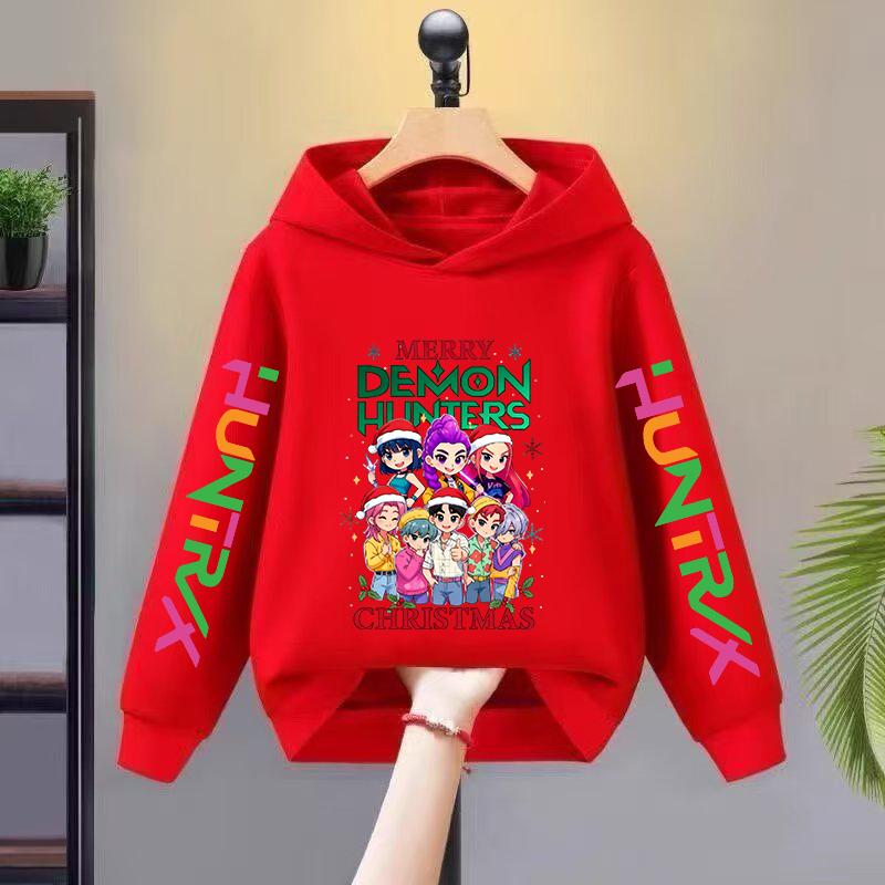 2025 Weihnachten KPop Devil Hunter Mädchen Hoodie Herbst/Winter Kinder Sportbekleidung Langarm Kinderbekleidung Top