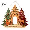 Multi Layered Tree Wall Art Christmas Wooden Sign Hanging Ornament, Multi-Layer Wood Plaque Rustic Holiday Decor with Rope, Merry Festive Door