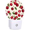 Red Cherry Pattern Night Light Plug-in Wall NightLights with Dusk to Dawn Sensor, LED Auto-On/Off Nightlight for Bedroom, Bathroom, Hallway,