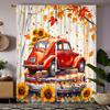 Set Of 2 Hd Autumn Maple Pickup Truck Decorative Curtain Yellow Tie Digital Printed Home Decoration Style Livi Made Polyester