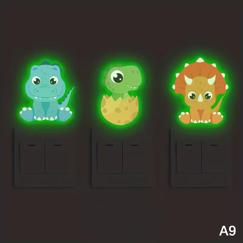 Glow-In-The-Dark Switch Sticker Frog Cat Design Self-Adhesive Removable Pvc Switch Decoration For Home, Bathroom, Bedroom