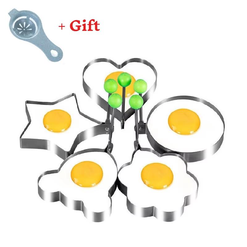 Egg Ring Molds for Cooking 5 Pack Griddle Egg Rings Stainless Steel Egg Cooking Rings Heart Flower Star Micha Round Pancake Mold