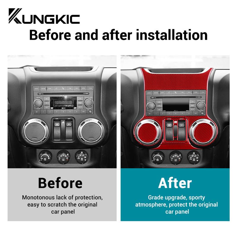 Real Soft Carbon Fiber For Jeep Wrangler JK JKU 2011 2012 2013 2014 2015 2016 2017 LHD RHD Center Console Frame Trim Sticker