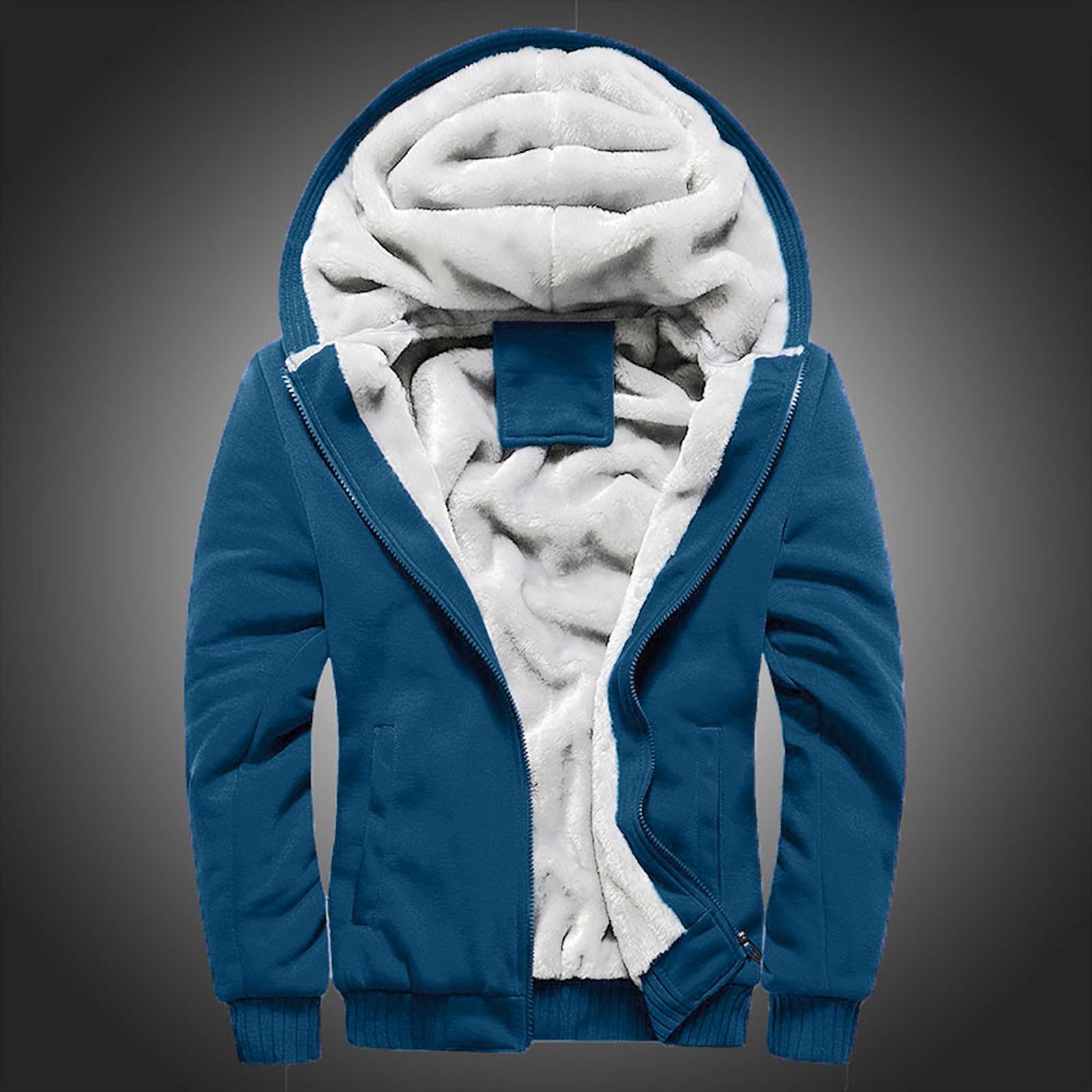 

Мужская толстовка с капюшоном, зимняя теплая флисовая куртка на молнии, верхняя одежда, пальто XXXXL синий