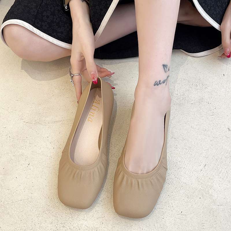 Buty przeciwdeszczowe damskie niskie wodoodporne buty płytkie usta ścięty obcas gruby obcas buty na cztery pory roku kuchenne antypoślizgowe buty gumowe kwadratowy nosek odsłonięty a