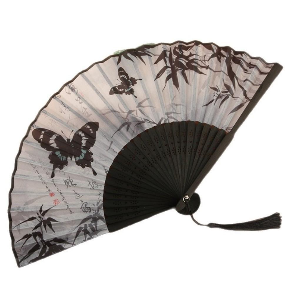 Butterfly Chinese Art Fan Bamboo Frame Hand Fan Elegant Vintage Silk Folding Fan  Home Decor